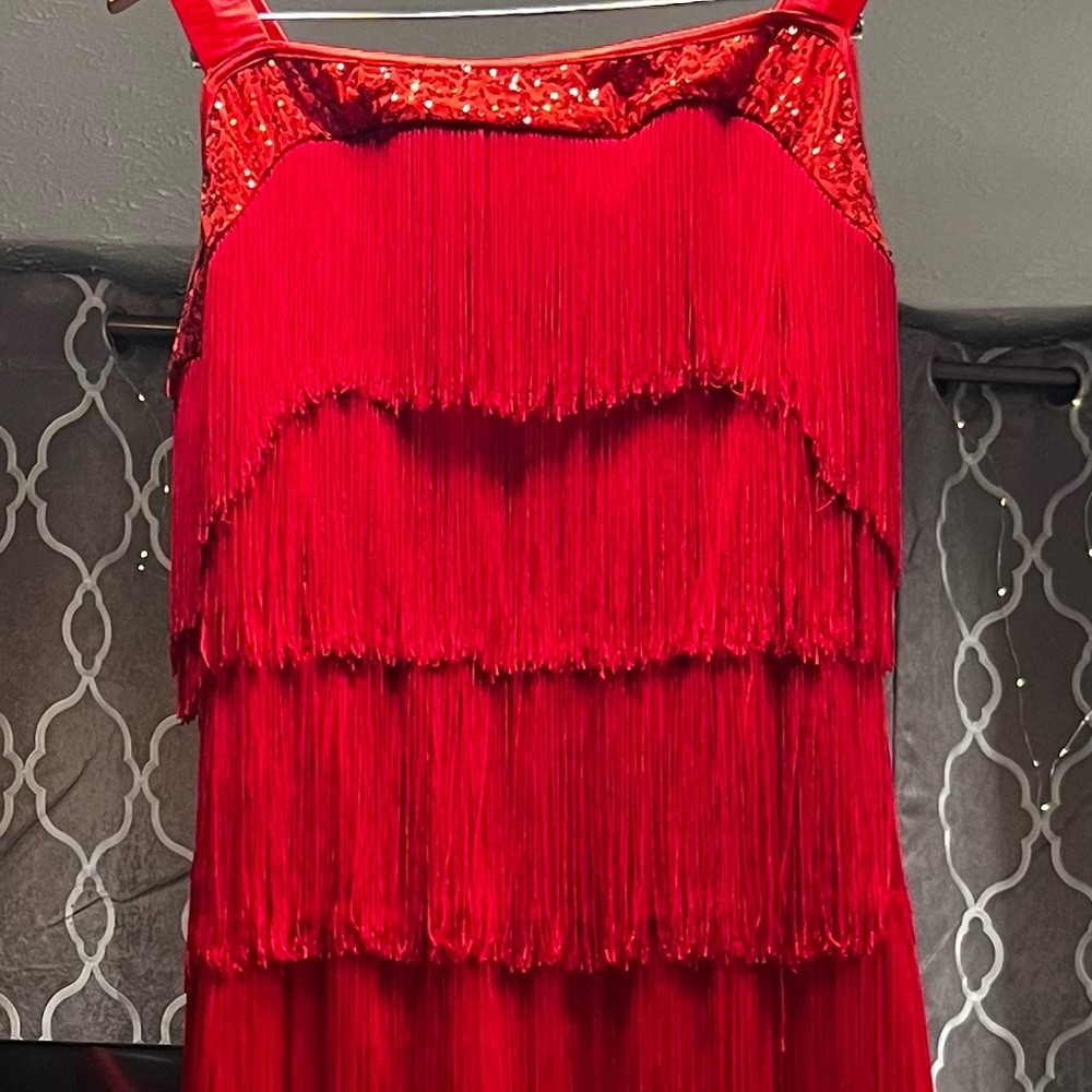Red Fringe Dress with Sequin Detail
